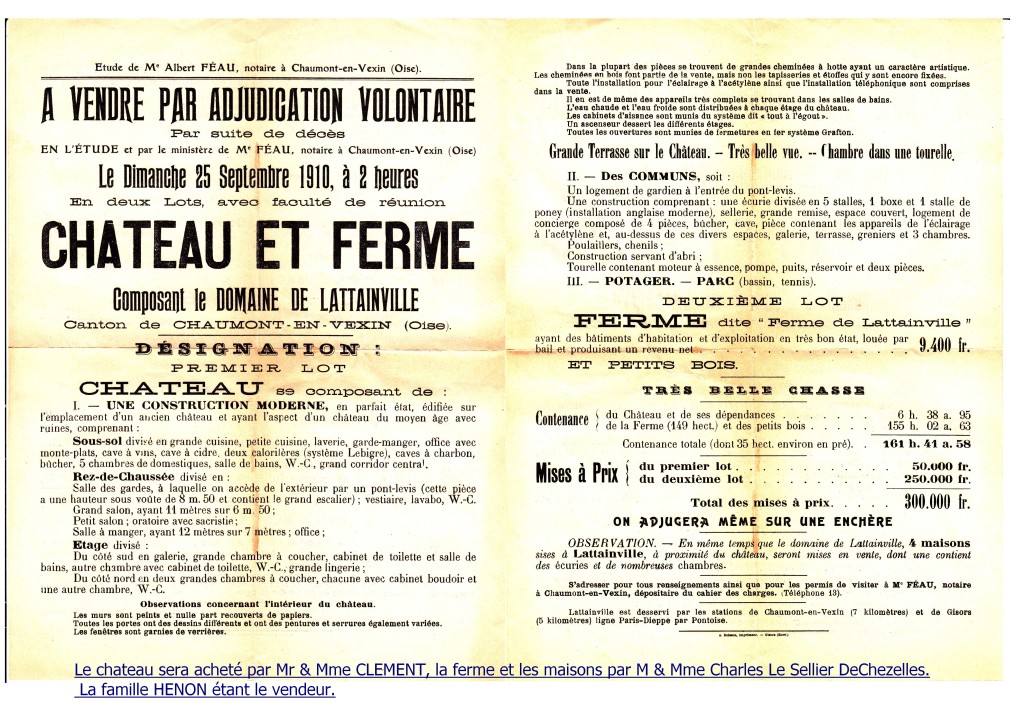 Vente Chateau & ferme 1910